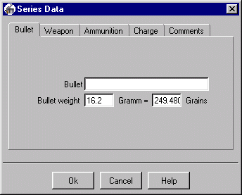 Serial data: Bullet, Bullet weight